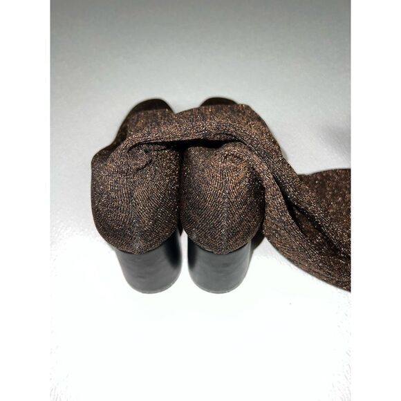 Room of Fashion Over The Knee Block Heel Glitter Thigh Boots Rose Gold 9 New - Picture 8 of 10